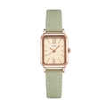 Montre GEDI pour femme avec boîtier rectangulaire en or rose et bracelet en cuir vert - Bracelet Vert