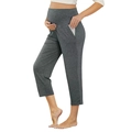 Umstandsleggings mit hoher Taille aus meliertem grauem Stoff mit Bauchstütze für zu Hause - S / Dunkelgrau