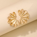 Minimalist gold shell shaped earrings with fine metal texture on beige cylinder stand - Style 48 Silver Earring Post - Gold - Textured Shell
