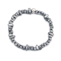 Handmade adjustable hematite beaded bracelet with irregular metallic grey stones - Elastic Style / Dark Gray
