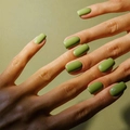 Glossy grass green medium square press-on nails with a solid finish for women - Avocado Green