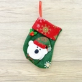 Green Christmas stocking with polar bear decoration and snowflake pattern cuff for gifts - Snowflake Small Stocking (Bear Style)