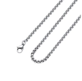 Collana a catena veneziana in acciaio inossidabile argento da uomo con chiusura a moschettone - Catena Box 3mm Acciaio 60cm