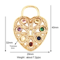 18K gold plated heart lock pendant with multi-color stones and crystal accents - Hollow Colorful Zircon Heart Lock / Gold