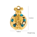 Detailed view of ladybug pendant with blue crystals and dimensions 14.3mm by 9.8mm - Lake Blue Zirconia