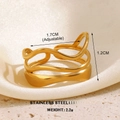 Adjustable golden stainless steel ring featuring irregular wavy heart-shaped lines - Gold Line Ring 2