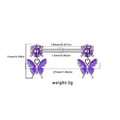 Detailed view of purple zircon heart nipple rings with dimensions for piercing jewelry - Purple Butterfly Pendant Style (24062001-6) / 1.6mmx14mm
