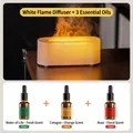 White 3D flame diffuser set with three 10ml essential oils in warm home setting - DQ709A Mini Version / With 3x10ml Essential Oils (Cologne/Floral/Fresh) / Black
