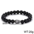 Handmade 8mm black beaded bracelet with silver Buddha head charm, weighs 20g - Black Matte Stone Buddha Style (KB60927-BD) / Bead Diameter 8mm