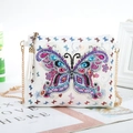 White PU leather butterfly rhinestone chain shoulder bag with colorful crystal diamonds - Colorful Butterfly (White) (AA076)