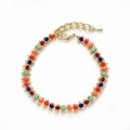 Bohemian gold plated chain bracelet with vibrant red, orange, blue, and turquoise beads - Red Orange Blue Green Multicolor Bead Bracelet (BC491-7)