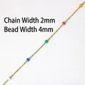 Cadena artesanal de acero dorado 2mm con cuentas coloridas 4mm para creación de joyas DIY - 1# Cadena de Cuentas de Colores / Por Metro