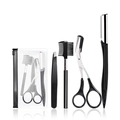 Professional 5-piece stainless steel eyebrow grooming kit with tools and clear storage bag - 65062 4-Piece Set with Comb Scissors