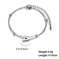 Bracciale a doppia catena in acciaio inossidabile con pendente a lettera A e perline - Lettera-A / Argento