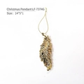Golden feather Christmas pendant with glossy metallic texture and hanging string - Gold Feather Pendant (LF-7374G)
