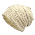 Gorro beige de doble capa para mujer con elegante diseño de punto plisado 3D - M (56-58cm) / Beige