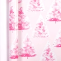 Pink Christmas wrapping paper roll featuring watercolor tree patterns for festive gift decor - Pink Christmas Tree / 43cmx3m