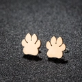 Minimalist animal paw print stud earrings in rose gold finish with cat claw design - 104 Paw / Rose Gold