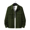 Men's relaxed dark green waffle texture jacket with chest pockets in size M - Green