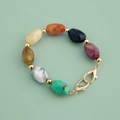 DIY acrylic chain with colorful marble texture beads and golden lobster clasps - Multicolor Gold Beads 30CM