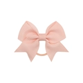 Detailed view of pink ribbed grosgrain ribbon texture on high-elasticity hair bow tie - Light Pink (8)