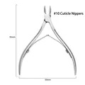 Macro detail of #10 stainless steel cuticle nipper showing dimensions 95mm by 55mm - #10 Silver Style / Silver