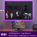 Black modular pegboard set with RGB lighting for gaming wall storage organization - Combo Package C - Black