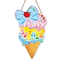 Buntes Holzschild in Eisform mit Happy SUMMER Text und rustikalem Seil zum Aufhängen - Happy SUMMER Eiscreme Stil (Y24Y50940_Q)