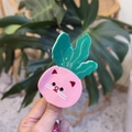 Pinza per capelli a forma di gatto rosa e carota in acetato lucido per uno stile dolce - Gatto Carota