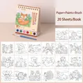 Portable 20-sheet forest animal watercolor painting book with built-in paint and brush - Forest Secret Style
