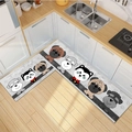 Absorbent kitchen mat set with cartoon dogs pattern in grey and brown tones - Grey Cute Dog / 40*60cm