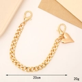 Golden metal chain with heart charm and lobster clasps for DIY phone accessories - K3735 Heart Gold Thick Chain