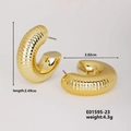 Golden textured hoop earrings with retro horizontal ribbed design measuring 2.49cm - Gold Horizontal Texture Helix Earrings (E01595-23)