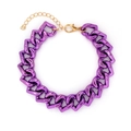 Adjustable purple heart-shaped chain pet necklace with gold lobster clasp and extension - Purple