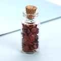 Mini bottiglia dei desideri in vetro con pietre di diaspro rosso e tappo in sughero - Circa 16*38mm / diaspro rosso