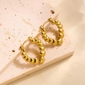 Boucles d'oreilles créoles chic en acier titane plaqué or 18 carats au design cœur - EH109/Créole à Maillons Cœur