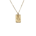 Relief détaillé de la Justice avec épée et balance sur un pendentif rectangulaire doré - 01001GZ-Déesse de la Justice / Chaîne à Billes 40+5CM