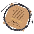 Bracelet code Morse ajustable avec pierre de lave et hématite sur carte cadeau émotive - À mon mari