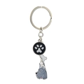 Dog paw bone and grey dog head charm keychain in silver finish and enamel - Great Dane
