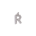 Close-up of a silver stainless steel letter R pendant with twisted rope texture - Mini Twist Letter Pendant-Steel Color-R