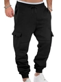 Pantaloni cargo neri in pile da uomo con tasche laterali e coulisse regolabile - S / Nero