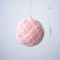 Pink and white plaid Christmas ball ornament with gold thread and dimensions 10cm/3.9in - 10CM Pink Plaid Ball