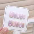 Short square lavender cat-eye press-on nails set with abstract line designs on display card - M Size(FM033-M)
