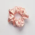 Elastic peach pink satin scrunchie with smooth silk-like finish for daily hair styling - Scrunchie_Gold Pink