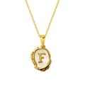 Lava gold titanium steel necklace featuring letter F on a white shell pendant - Letter F