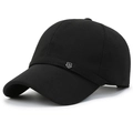 Gorra de béisbol clásica de algodón negro para hombre con detalle de escudo metálico - Ajustable / Negro