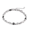 Bracciale a catena a chicchi di caffè in acciaio inossidabile argento e nero - Bracciale Nero Acciaio + Collana
