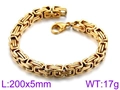 Bracelet byzantin en acier au titane doré de 200x5mm et pesant 17g pour hommes - 200x5mm / Style Or (KB91945-Z)