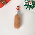 Detail of Christmas plush 6-color pen with cute puppy silicone topper and soft brown fur - Brown Christmas Dog