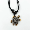 Collana con tartaruga antica con ciondolo a tartaruga marina e cordino nero regolabile - M-1/Tartaruga Bianco Osso Marrone Scuro